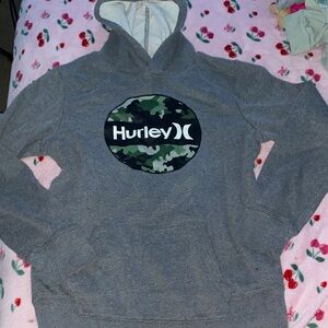 Hurley Charcoal Hoodie with Camouflage Emblem